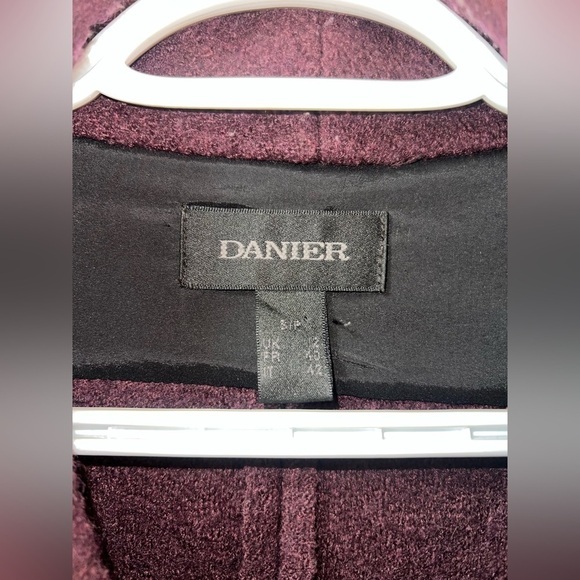 ⚪️Leather and wool blend women’s burgundy and black coat - Picture 3 of 9